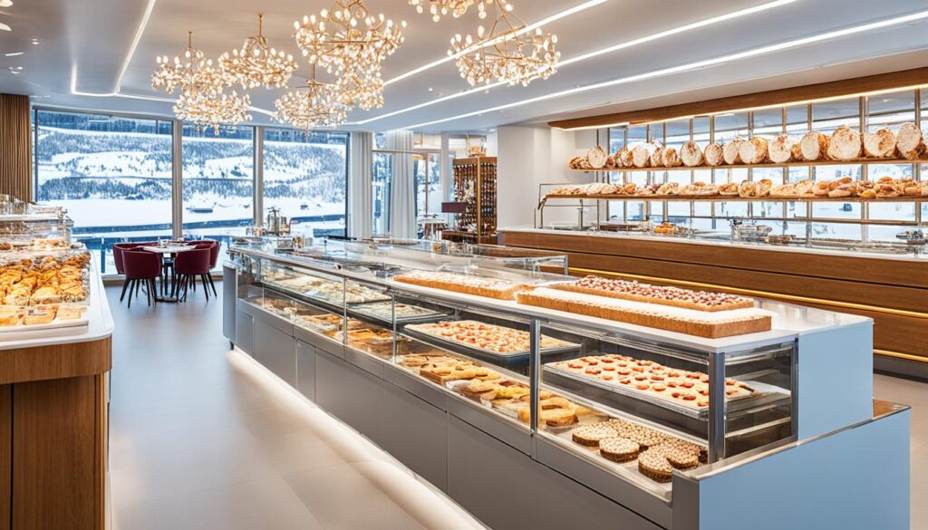 Eisbar und Bäckerei auf der MS Kong Harald