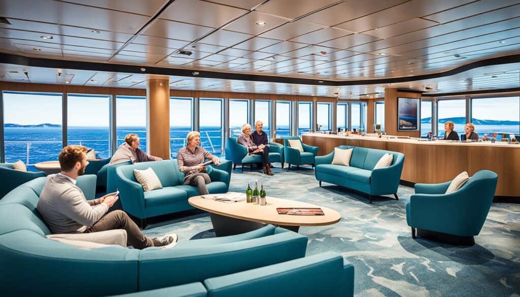 Erholung auf See in der Explorer Lounge der MS Nordnorge