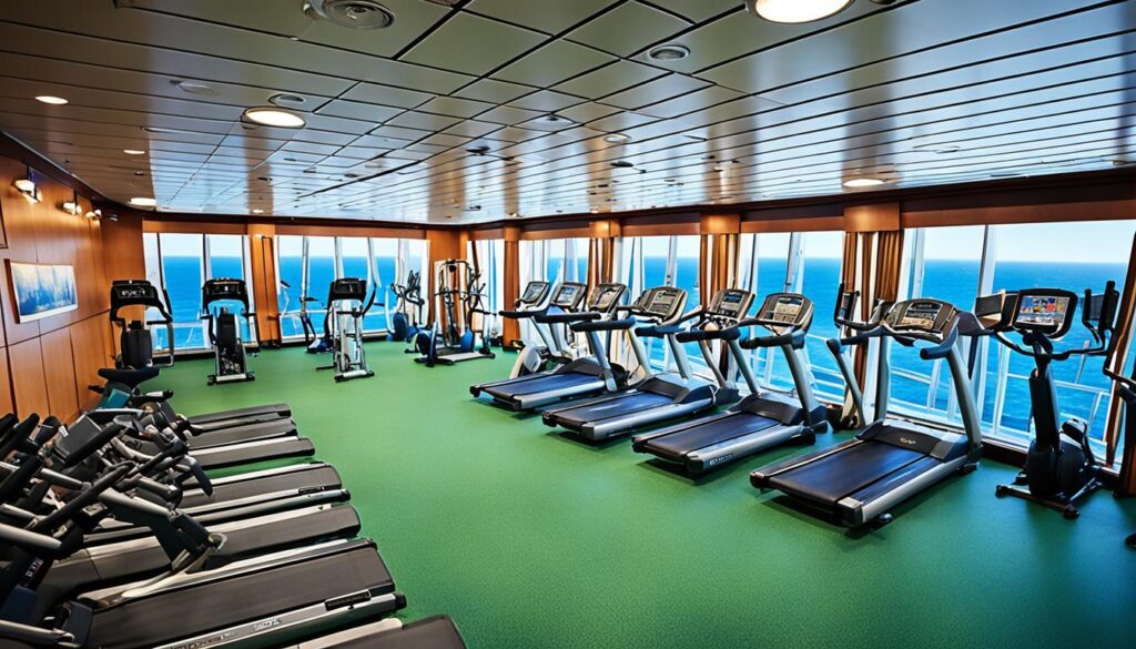 Fitnessbereich auf dem Kreuzfahrtschiff