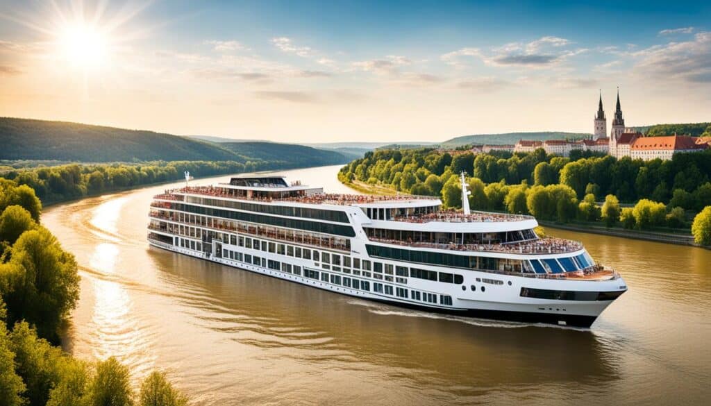 Luxuriöse Flusskreuzfahrtschiffe auf der Donau